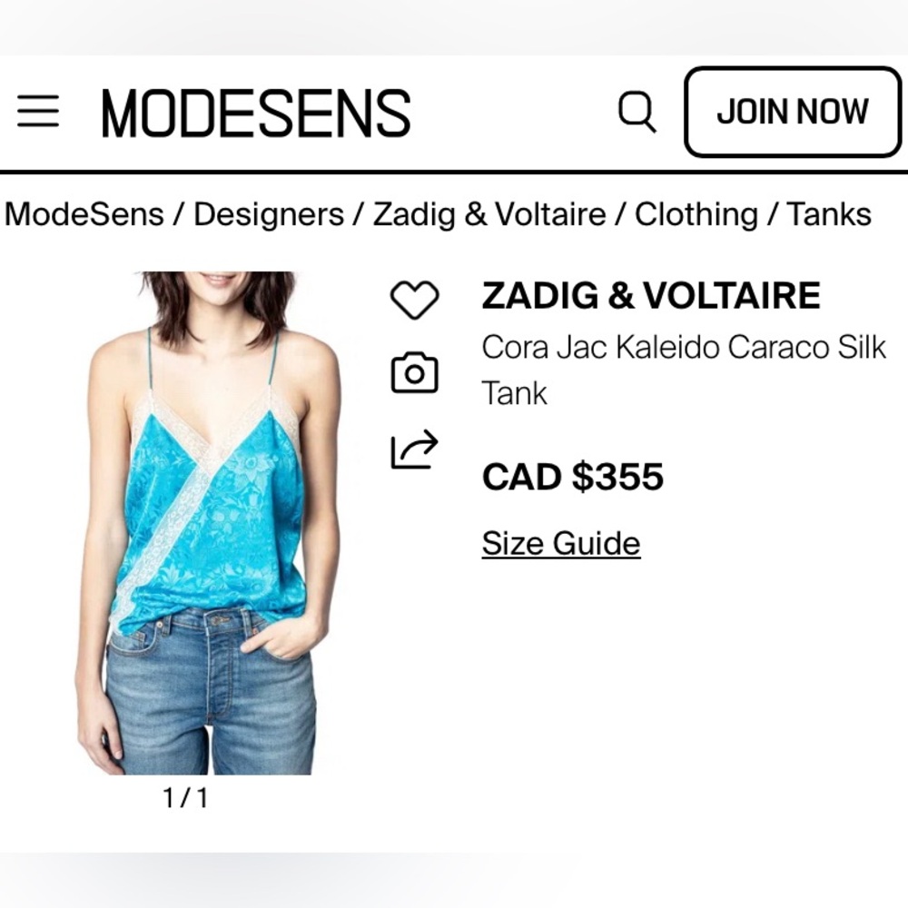 Zadig & Voltaire Silk Cami • Blue White Lace • Size S - Picture 8 of 8